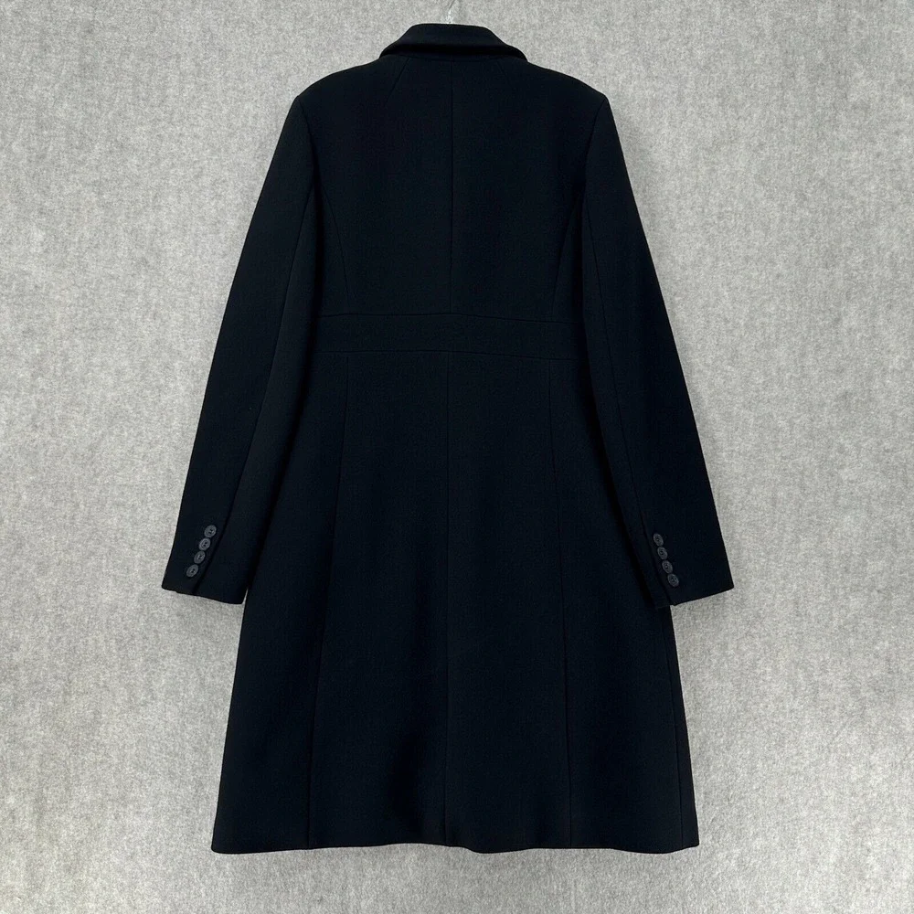 J Crew Lady Day Italian Double‎ Cloth Peacoat Wool Coat 12 Tall Black Jacket - Picture 2 of 9